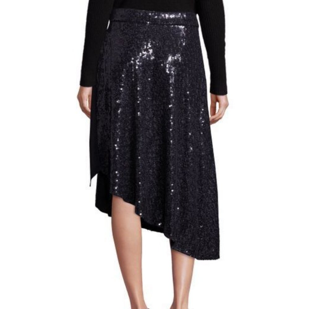 DVF New Sequin Silk Wrap Skirt Black 🎉HP🎉 - Picture 5 of 15